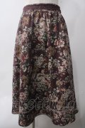 axes femme / クラシック花柄ミディ丈スカート M ワイン Y-25-06-06-166-AX-SK-SZ-ZY