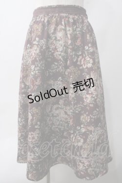 画像1: axes femme / クラシック花柄ミディ丈スカート M ワイン Y-25-06-06-166-AX-SK-SZ-ZY