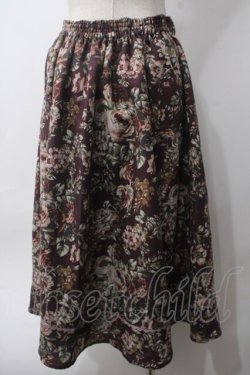 画像2: axes femme / クラシック花柄ミディ丈スカート M ワイン Y-25-06-06-166-AX-SK-SZ-ZY