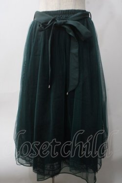 画像1: axes femme POETIQUE / バックフリルチュールスカート M グリーン Y-25-06-06-170-AX-SK-SZ-ZY