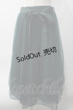 画像1: axes femme POETIQUE / バックフリルチュールスカート M グリーン Y-25-06-06-170-AX-SK-SZ-ZY