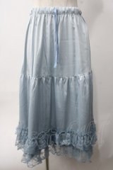 axes femme kawaii / レースフリルペチスカート M サックス Y-25-06-06-178-AX-SK-SZ-ZI