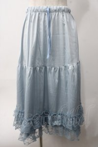 axes femme kawaii / レースフリルペチスカート M サックス Y-25-06-06-178-AX-SK-SZ-ZI