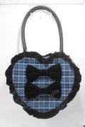 axes femme kawaii / タータンチェックハートバッグ  ブルー Y-25-06-06-031-AX-BG-SZ-ZY