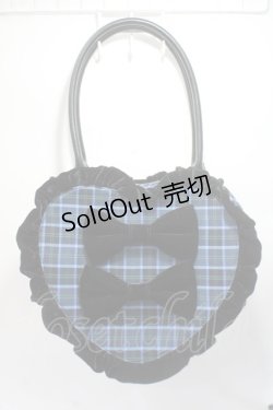 画像1: axes femme kawaii / タータンチェックハートバッグ  ブルー Y-25-06-06-031-AX-BG-SZ-ZY