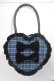 画像1: axes femme kawaii / タータンチェックハートバッグ  ブルー Y-25-06-06-031-AX-BG-SZ-ZY (1)