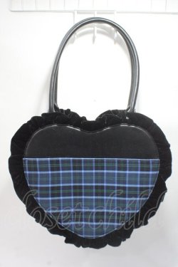 画像2: axes femme kawaii / タータンチェックハートバッグ  ブルー Y-25-06-06-031-AX-BG-SZ-ZY