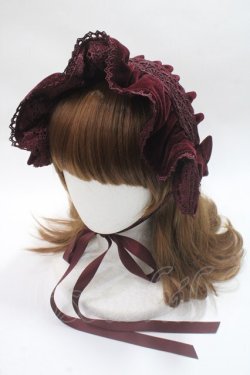 画像1: axes femme kawaii / ベルベットドールハーフボンネット  ワイン Y-25-06-06-036-AX-AC-SZ-ZY