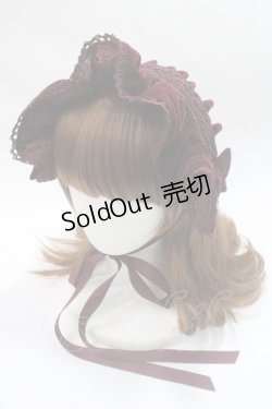 画像1: axes femme kawaii / ベルベットドールハーフボンネット  ワイン Y-25-06-06-036-AX-AC-SZ-ZY