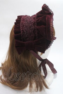 画像3: axes femme kawaii / ベルベットドールハーフボンネット  ワイン Y-25-06-06-036-AX-AC-SZ-ZY