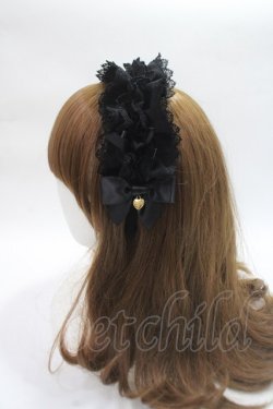 画像2: Angelic Pretty / Teatimeフリルカチューシャ  黒 Y-25-06-09-038-AP-AC-SZ-ZY