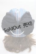 axes femme / パール付リボンチェックベレー  ブルー Y-25-06-09-048-AX-AC-SZ-ZY