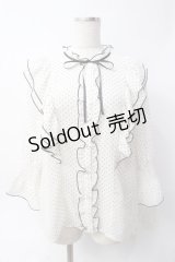 axes femme POETIQUE / ドット配色リボンフリルブラウス  白 Y-25-06-09-069-AX-BL-SZ-ZI