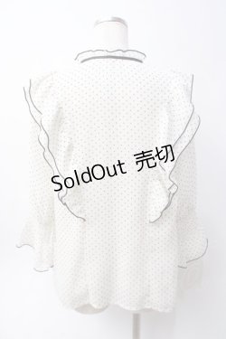 画像2: axes femme POETIQUE / ドット配色リボンフリルブラウス  白 Y-25-06-09-069-AX-BL-SZ-ZI