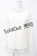 axes femme / 袖レース配色メローリブプルオーバー  生成り Y-25-06-09-073-AX-TO-SZ-ZI