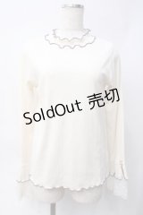 axes femme / 袖レース配色メローリブプルオーバー  生成り Y-25-06-09-073-AX-TO-SZ-ZI