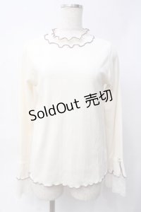 axes femme / 袖レース配色メローリブプルオーバー  生成り Y-25-06-09-073-AX-TO-SZ-ZI