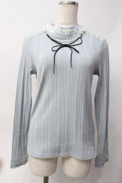 画像1: axes femme / パール付きリブニット  サックス Y-25-06-09-078-AX-TO-SZ-ZY