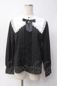 axes femme POETIQUE / クロス刺繍シスターブラウス  黒 Y-25-06-09-083-AX-BL-SZ-ZY