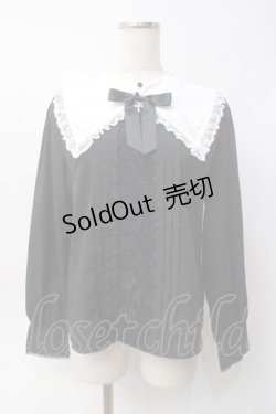 画像1: axes femme POETIQUE / クロス刺繍シスターブラウス  黒 Y-25-06-09-083-AX-BL-SZ-ZI