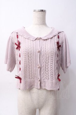 画像1: axes femme POETIQUE / リボンセーラーニットカーディガン  ピンク Y-25-06-09-087-AX-TO-SZ-ZY