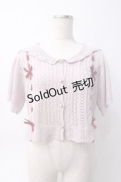 画像1: axes femme POETIQUE / リボンセーラーニットカーディガン  ピンク Y-25-06-09-087-AX-TO-SZ-ZY