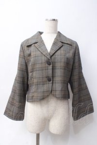an another angelus / チェック柄ショートジャケット F グレー×イエロー Y-25-06-09-102-CA-JA-SZ-ZT275