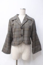 画像1: an another angelus / チェック柄ショートジャケット F グレー×イエロー Y-25-06-09-102-CA-JA-SZ-ZT275 (1)