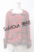 PUNK/買取対象外 / レース襟チェックジャケット  赤 Y-25-06-09-103-PU-TO-SZ-ZY