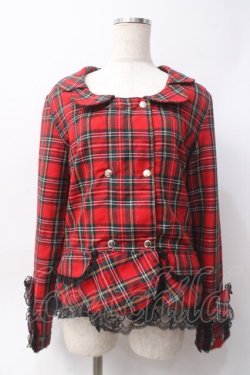 画像1: PUNK/買取対象外 / レース襟チェックジャケット  赤 Y-25-06-09-103-PU-TO-SZ-ZY
