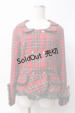 画像1: PUNK/買取対象外 / レース襟チェックジャケット  赤 Y-25-06-09-103-PU-TO-SZ-ZY