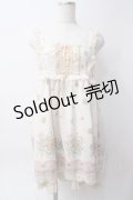 axes femme / ネコ花パネル柄ベアチュニック  生成り Y-25-06-09-108-AX-OP-SZ-ZY