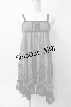 画像1: axes femme / シフォンフロッキーワンピース  カーキ Y-25-06-09-113-AX-OP-SZ-ZY