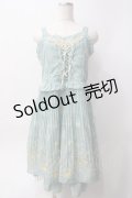 axes femme / 壁紙花パネル消しプリーツワンピース  ミント Y-25-06-09-116-AX-OP-SZ-ZY