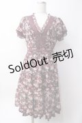 axes femme / ローズリーフ柄ティアードワンピース  ワイン Y-25-06-09-123-AX-OP-SZ-ZY