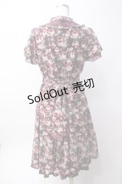画像2: axes femme / ローズリーフ柄ティアードワンピース  ワイン Y-25-06-09-123-AX-OP-SZ-ZY