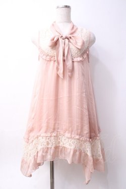 画像1: axes femme / シャドーストライプリボンワンピース  ピンク Y-25-06-09-125-AX-OP-SZ-ZY