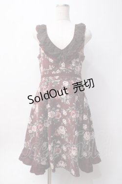 画像1: axes femme / 総バラ柄Backリボンワンピース  ワイン Y-25-06-09-128-AX-OP-SZ-ZY