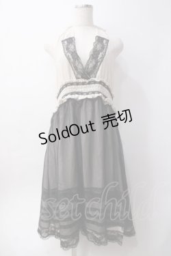 画像1: axes femme / ホルターネックワンピース  生成り×黒 Y-25-06-09-141-AX-OP-SZ-ZY