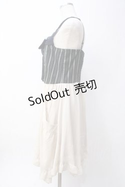 画像2: axes femme / 配色ノースリーブワンピース  グリーン×生成 Y-25-06-09-152-AX-OP-SZ-ZY