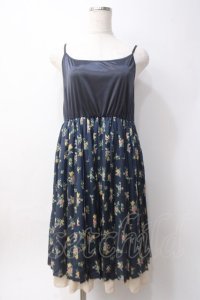 axes femme / ブーケ柄SETUP風ワンピース  紺 Y-25-06-09-153-AX-OP-SZ-ZI