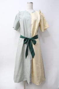 axes femme / ダブルストライプワンピース  イエロー×グリーン Y-25-06-09-159-AX-OP-SZ-ZI