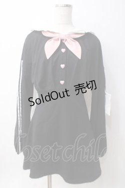 画像1: To Alice / セーラージャージ風ワンピース S 黒 Y-25-06-09-164-LO-OP-SZ-ZY
