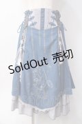 Ozz oneste / チャイナデザインネコ遊びスカート  サックス Y-25-06-09-169-OO-SK-SZ-ZY