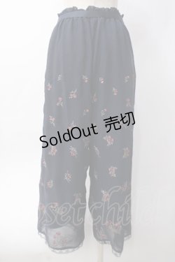 画像2: axes femme / 小花刺繍リラックスワイドパンツ  ネイビー Y-25-06-09-174-AX-BL-SZ-ZY