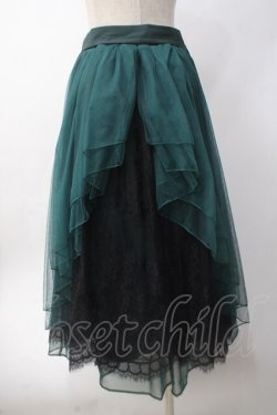 画像2: axes femme POETIQUE / バックフリルチュールスカート  グリーン Y-25-06-09-178-AX-SK-SZ-ZY