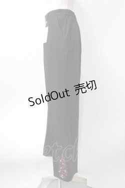 画像2: axes femme / 裾刺繍ストレートパンツ  黒 Y-25-06-09-184-AX-PA-SZ-ZY