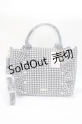 Maison de FLEUR / 2Way千鳥柄フリルトートバッグ  黒 Y-25-06-09-021-LO-BG-SZ-ZY