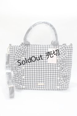 画像1: Maison de FLEUR / 2Way千鳥柄フリルトートバッグ  黒 Y-25-06-09-021-LO-BG-SZ-ZY