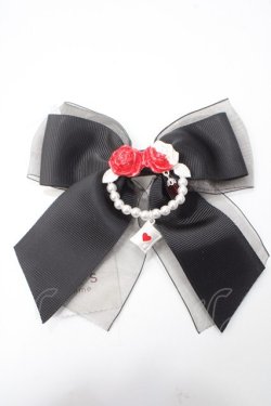 画像1: axes femme POETIQUE / 赤く塗られたバラのバレッタ  黒 Y-25-06-12-001-AX-AC-SZ-ZY